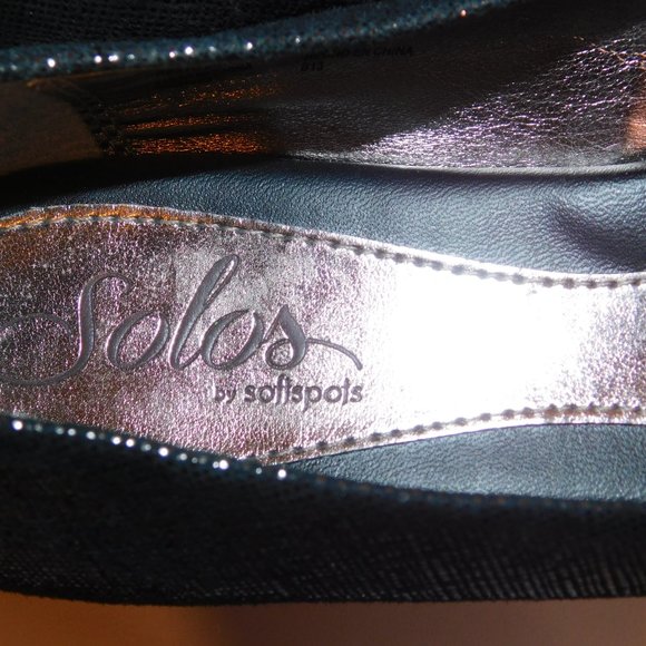 "SOLOS" By Softspots Metallic Black Leather Flats - Picture 11 of 11